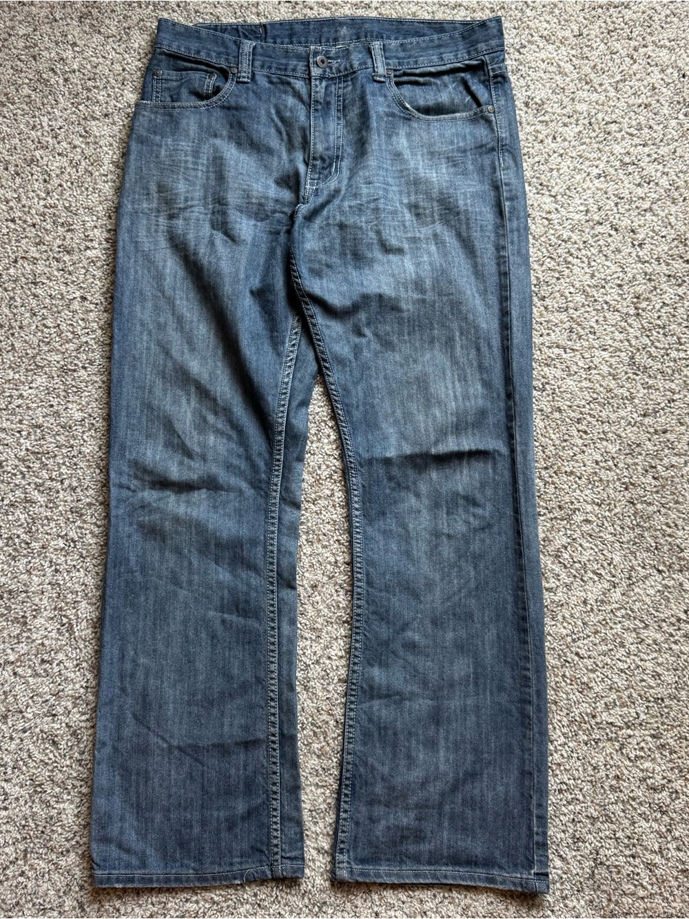 Flypaper Jeans Mens 34x32 Bootcut Distressed Embroidered Zipper Pocket Y2K